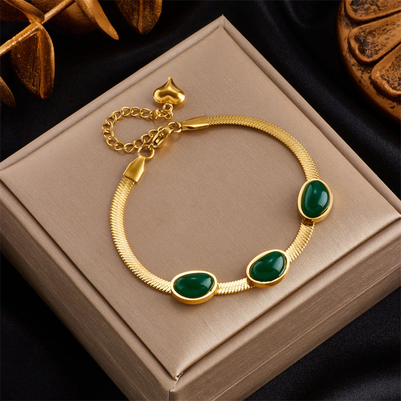 Brazalete de acero de titanio de cadena de doble gruesa de doble gruesa al por mayor